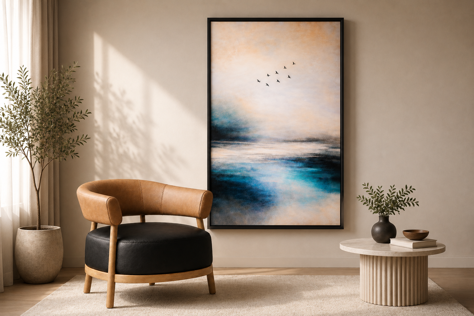 the MJ art in a styled room setting