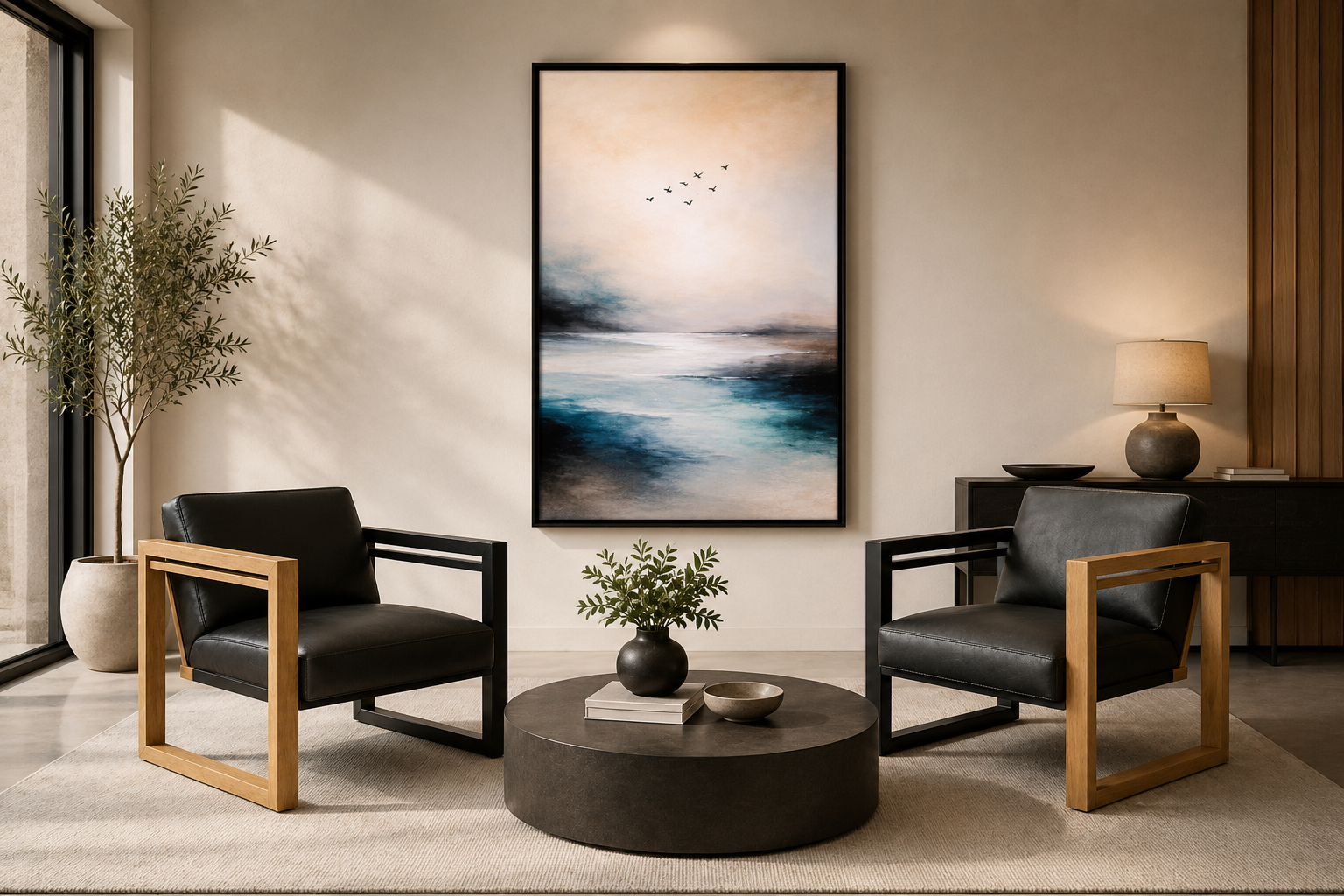 the MJ art in a styled room setting
