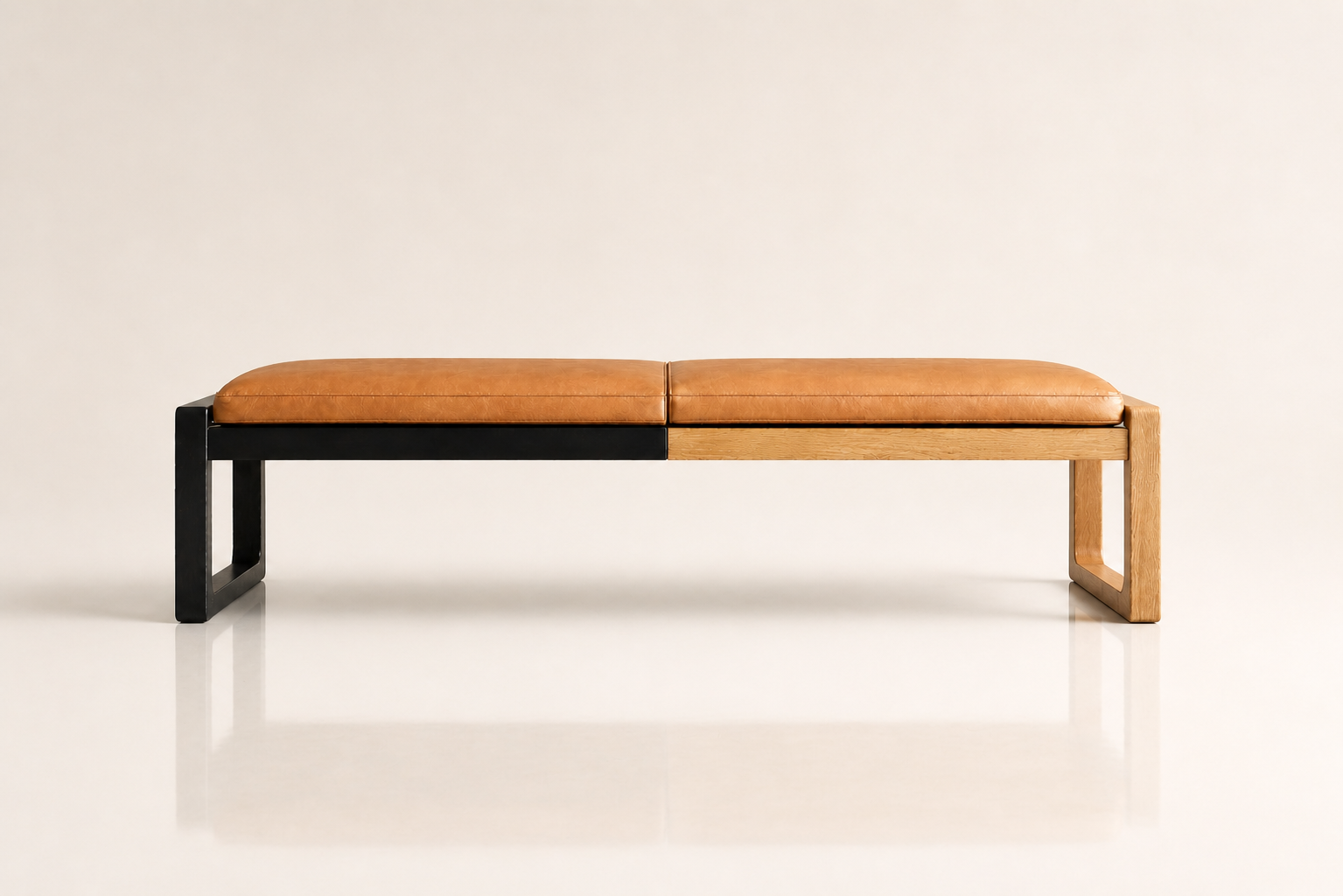 the MJ bed end bench in soft caramel tan full-grain leather (SAVANNAH DREAM)