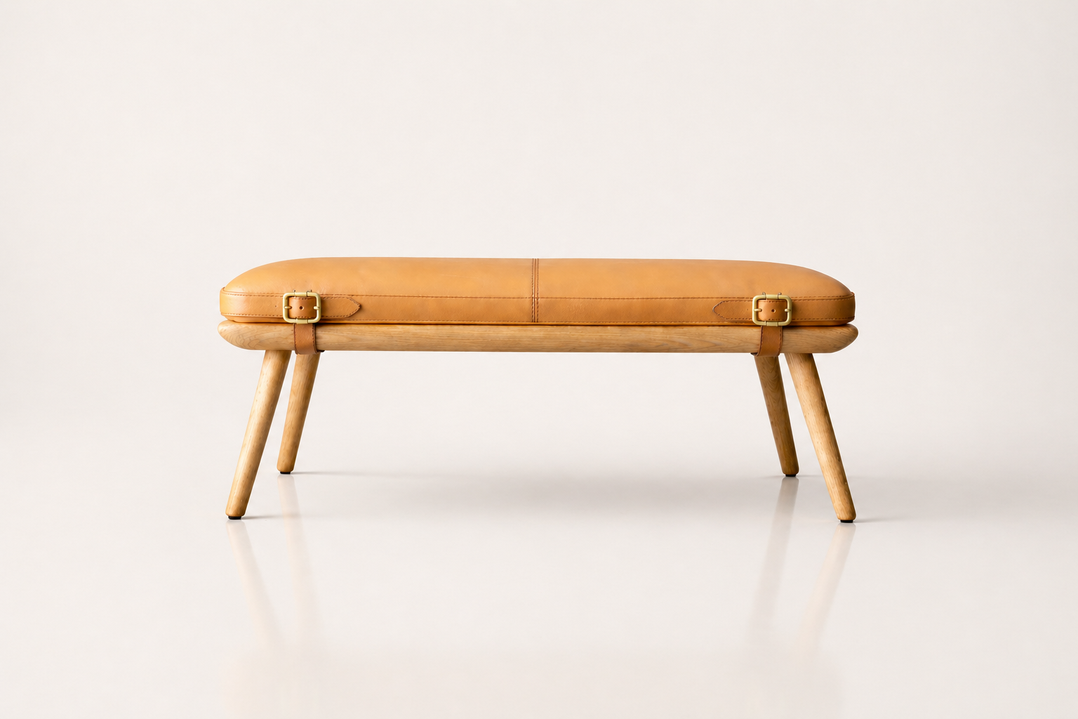 the WIAN bed end bench in soft caramel tan full-grain leather (SAVANNAH DREAM)