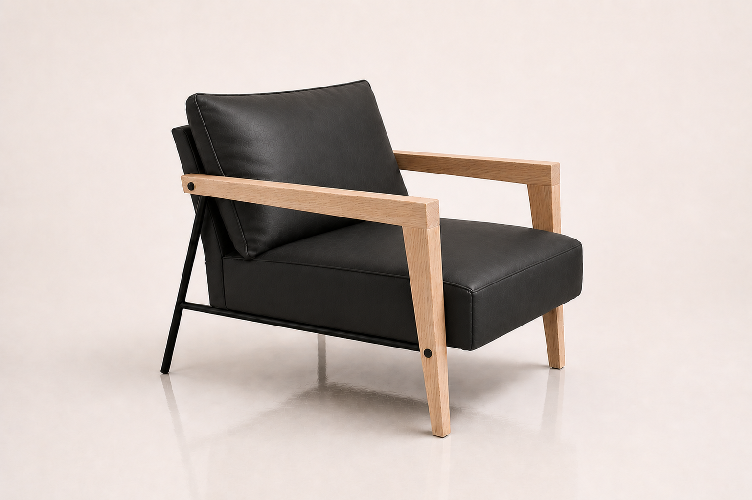the ALOUISE occasional chair in black full-grain leather (BLACK RAIN)