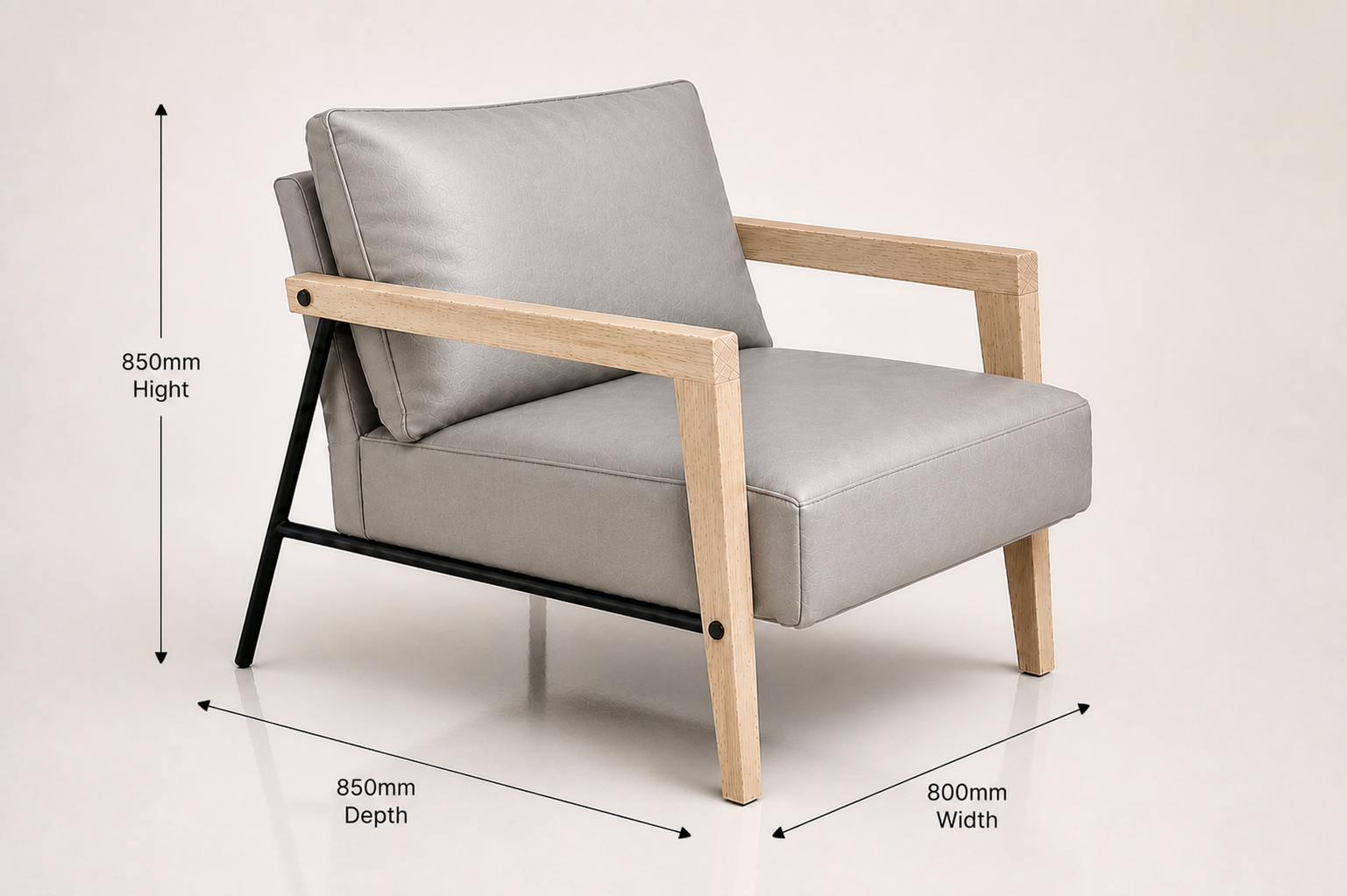 the ALOUISE occasional chair dimensions diagram