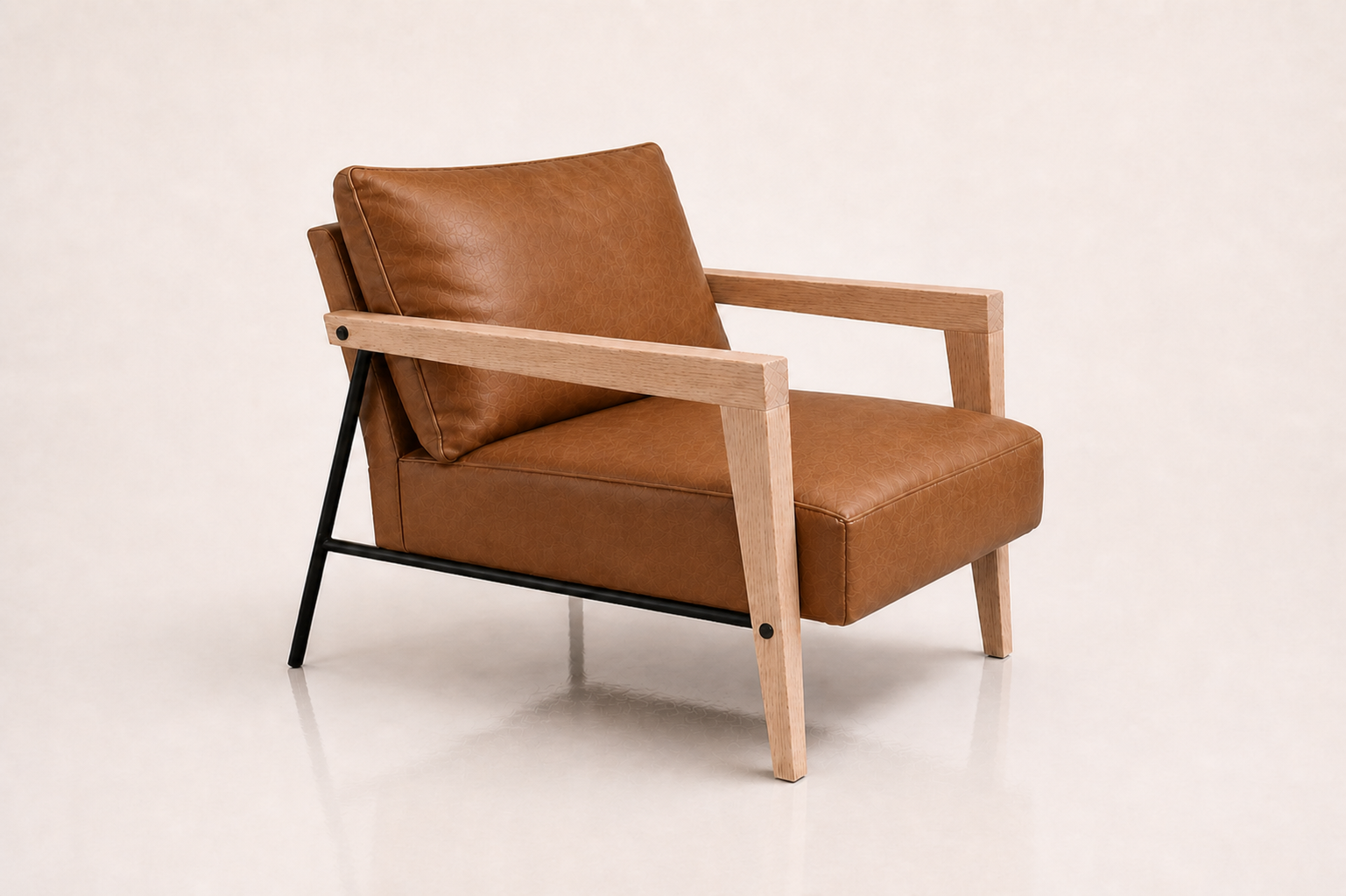 the ALOUISE occasional chair in dark tan brown full-grain leather (HONEY SAND)