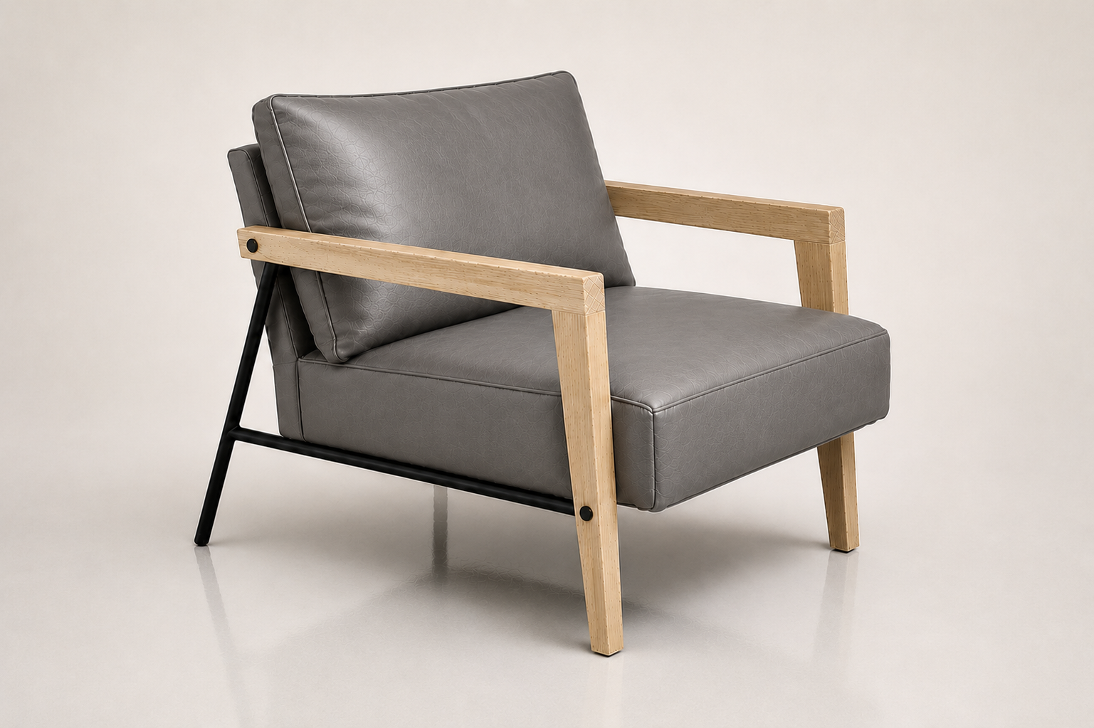 the ALOUISE occasional chair in grey full-grain leather (QUIET STORM)
