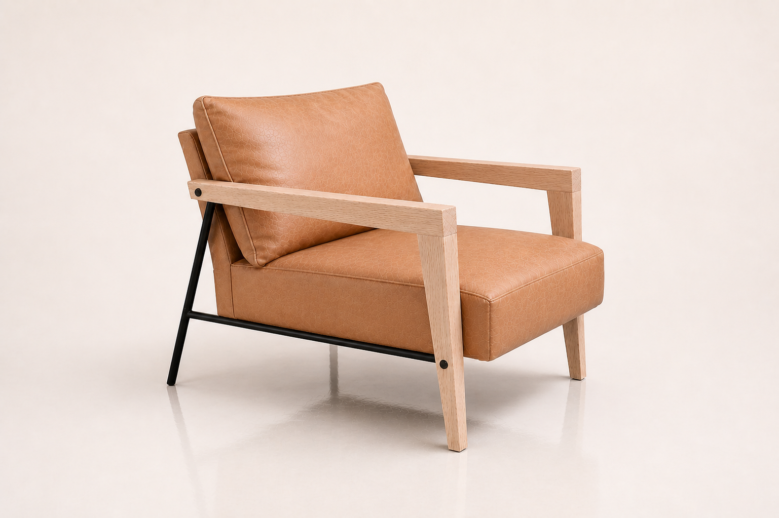 the ALOUISE occasional chair in soft caramel tan full-grain leather (SAVANNAH DREAM)