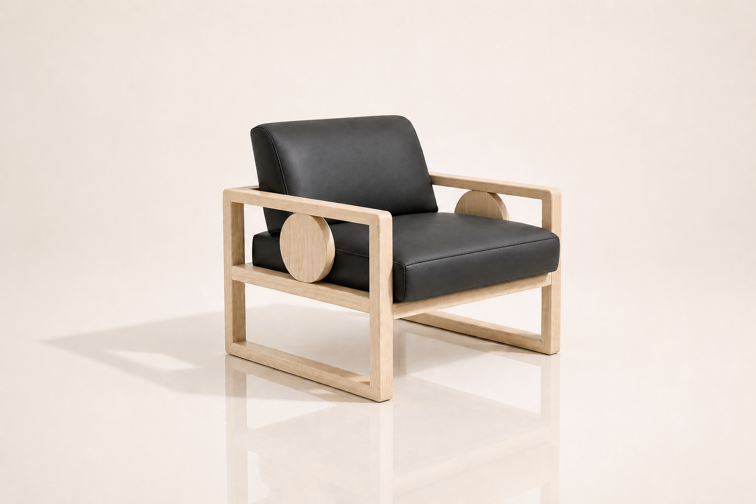the ANDELENE occasional chair in black full-grain leather (BLACK RAIN)