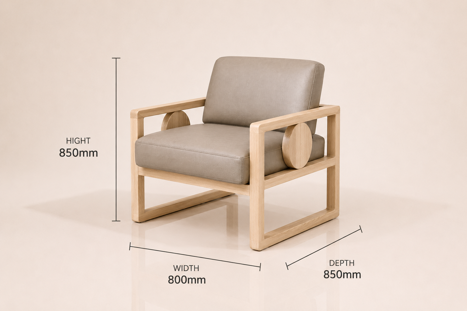 the ANDELENE occasional chair dimensions diagram