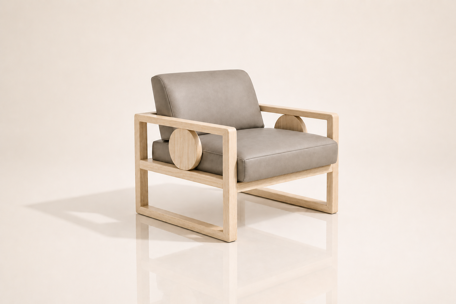 the ANDELENE occasional chair in grey full-grain leather (QUIET STORM)