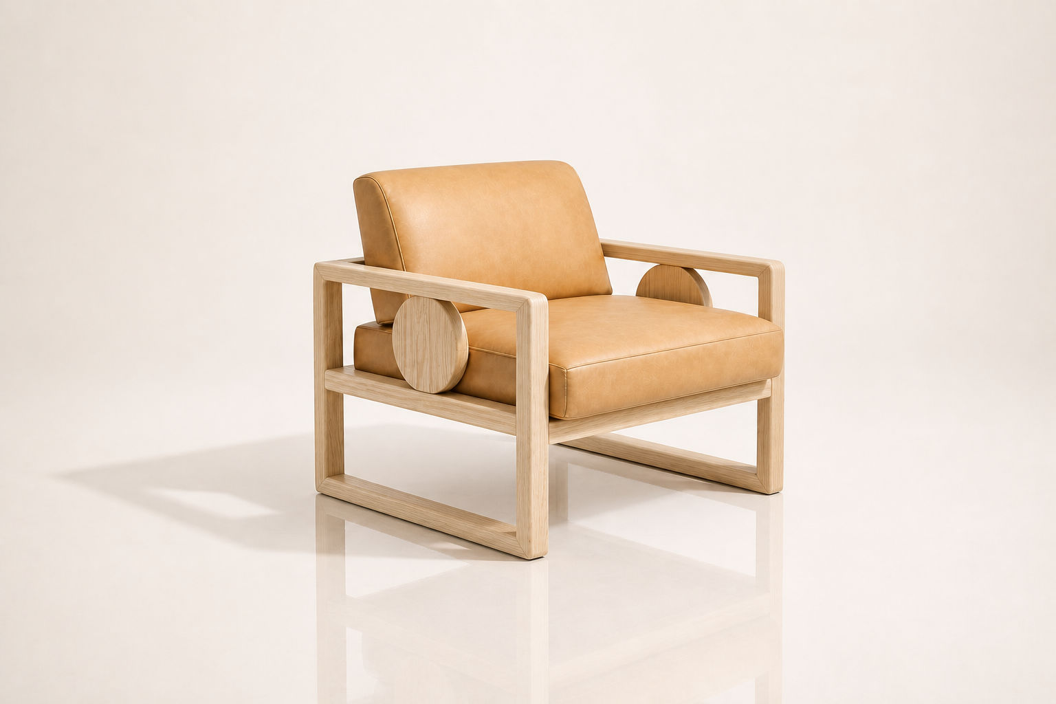 the ANDELENE occasional chair in soft caramel tan full-grain leather (SAVANNAH DREAM)