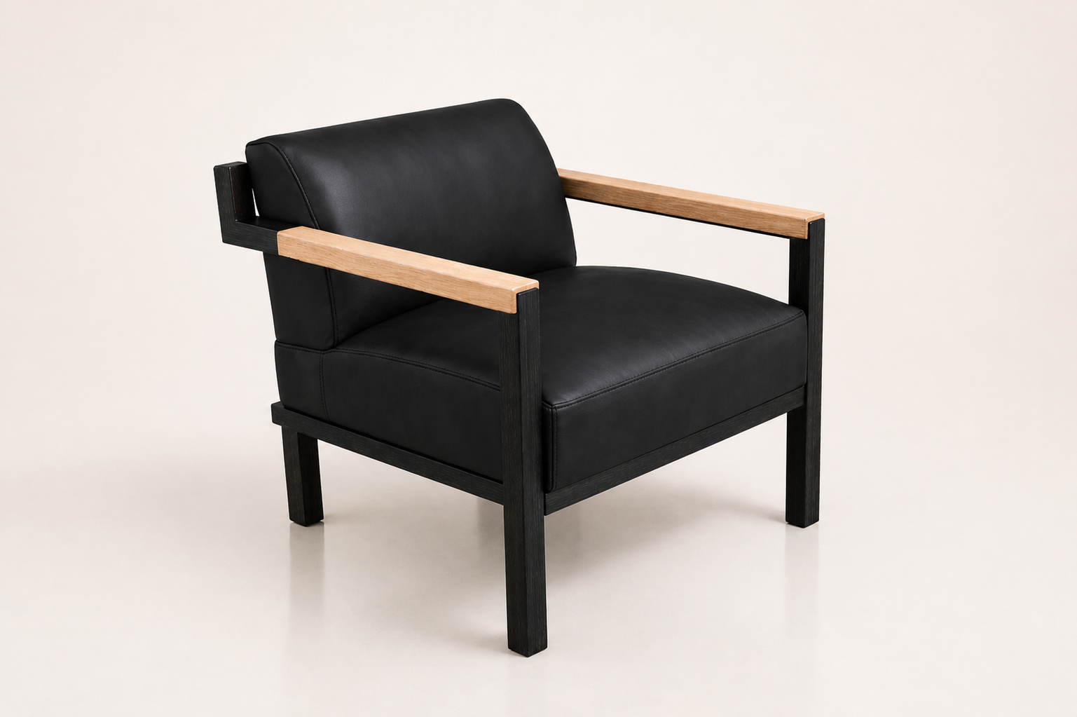 the BARRY occasional chair in black full-grain leather (BLACK RAIN)