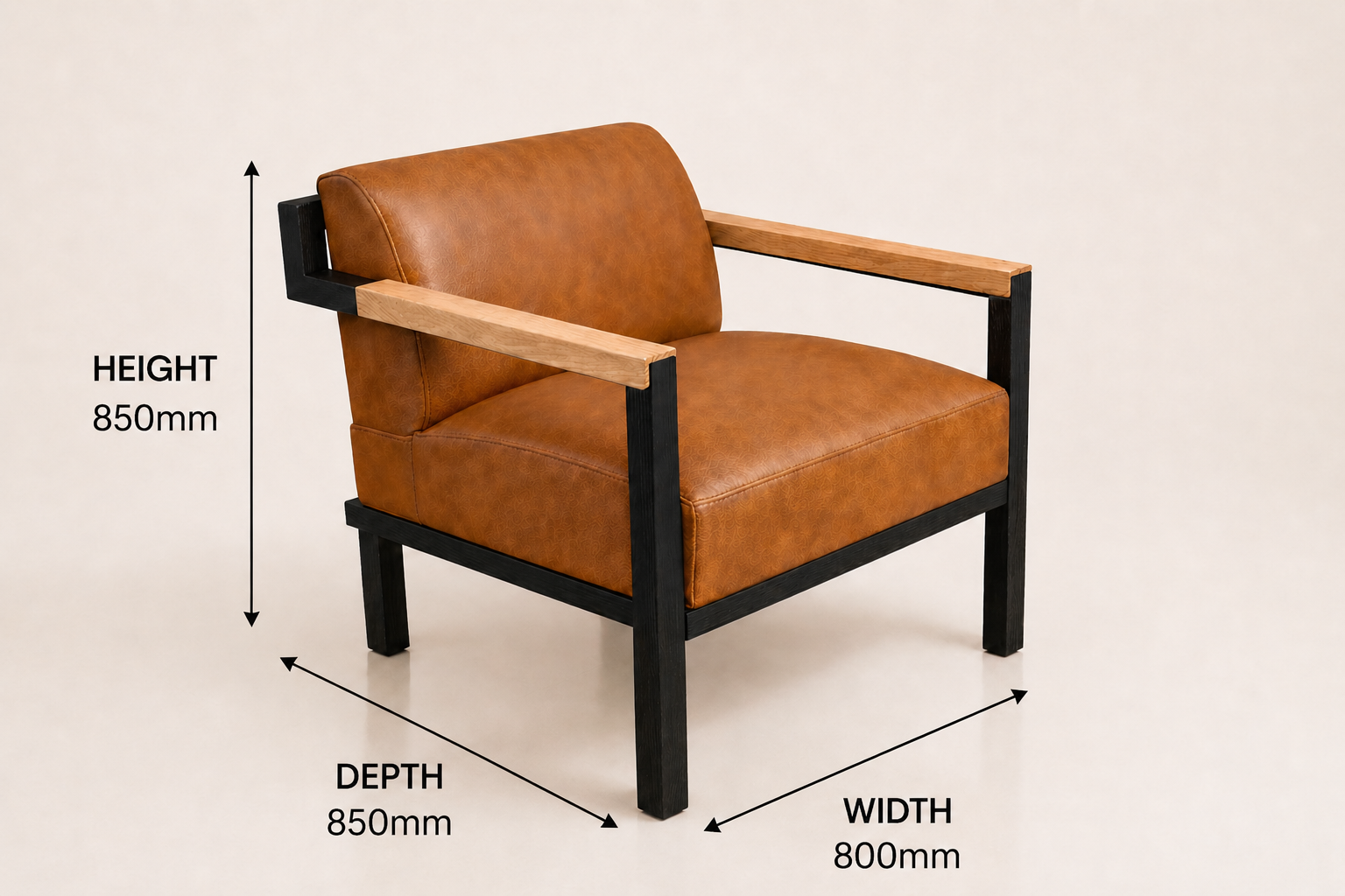the BARRY occasional chair dimensions diagram
