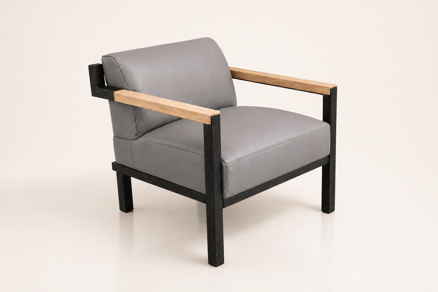 the BARRY occasional chair in grey full-grain leather (QUIET STORM)
