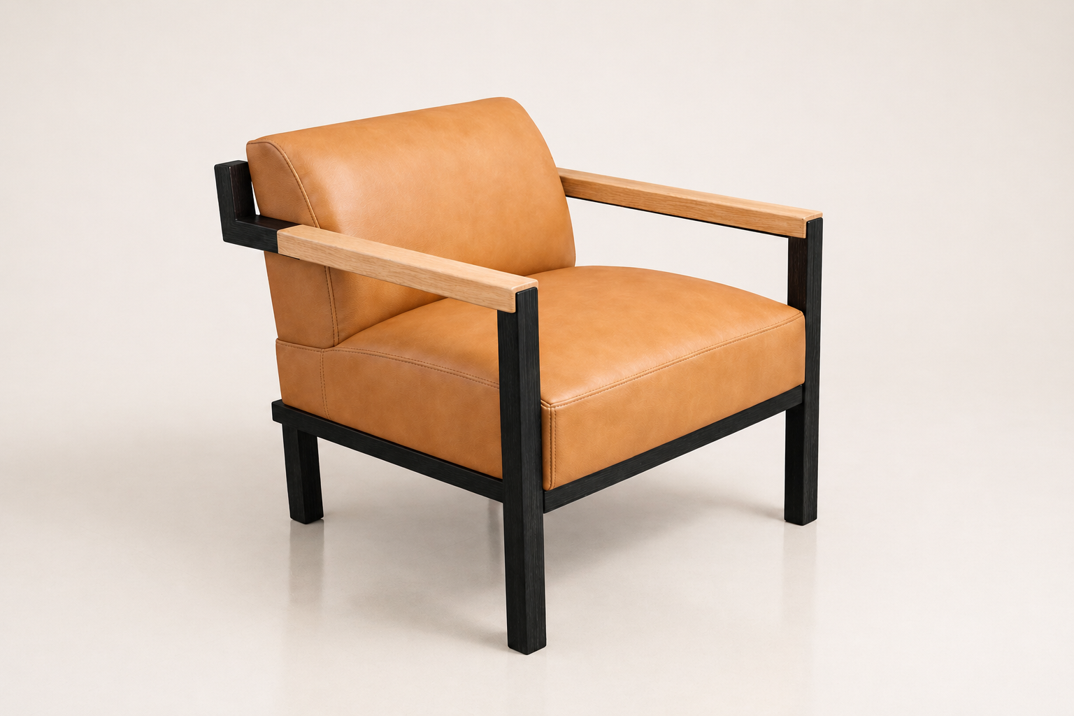 the BARRY occasional chair in soft caramel tan full-grain leather (SAVANNAH DREAM)
