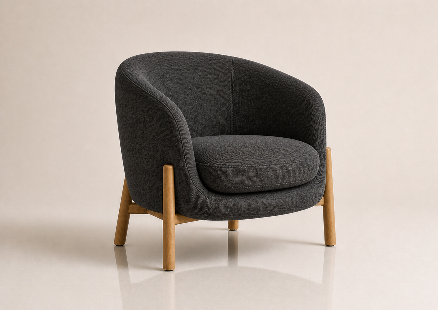the ELMARIE occasional chair in dark charcoal (BASALT NOIR)