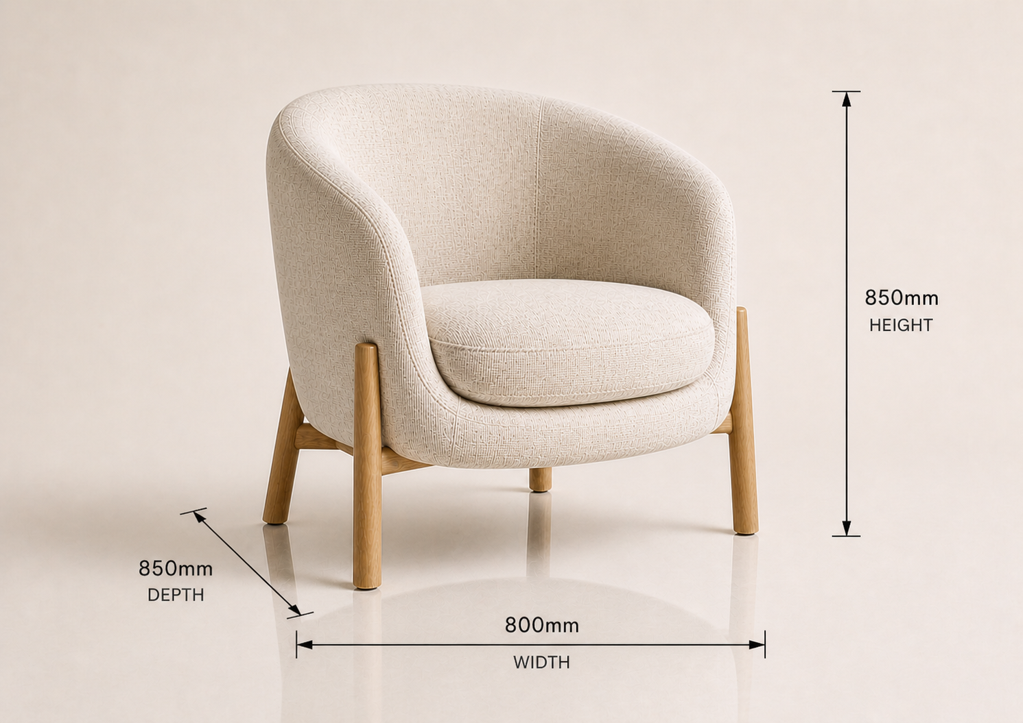 the ELMARIE occasional chair dimensions diagram