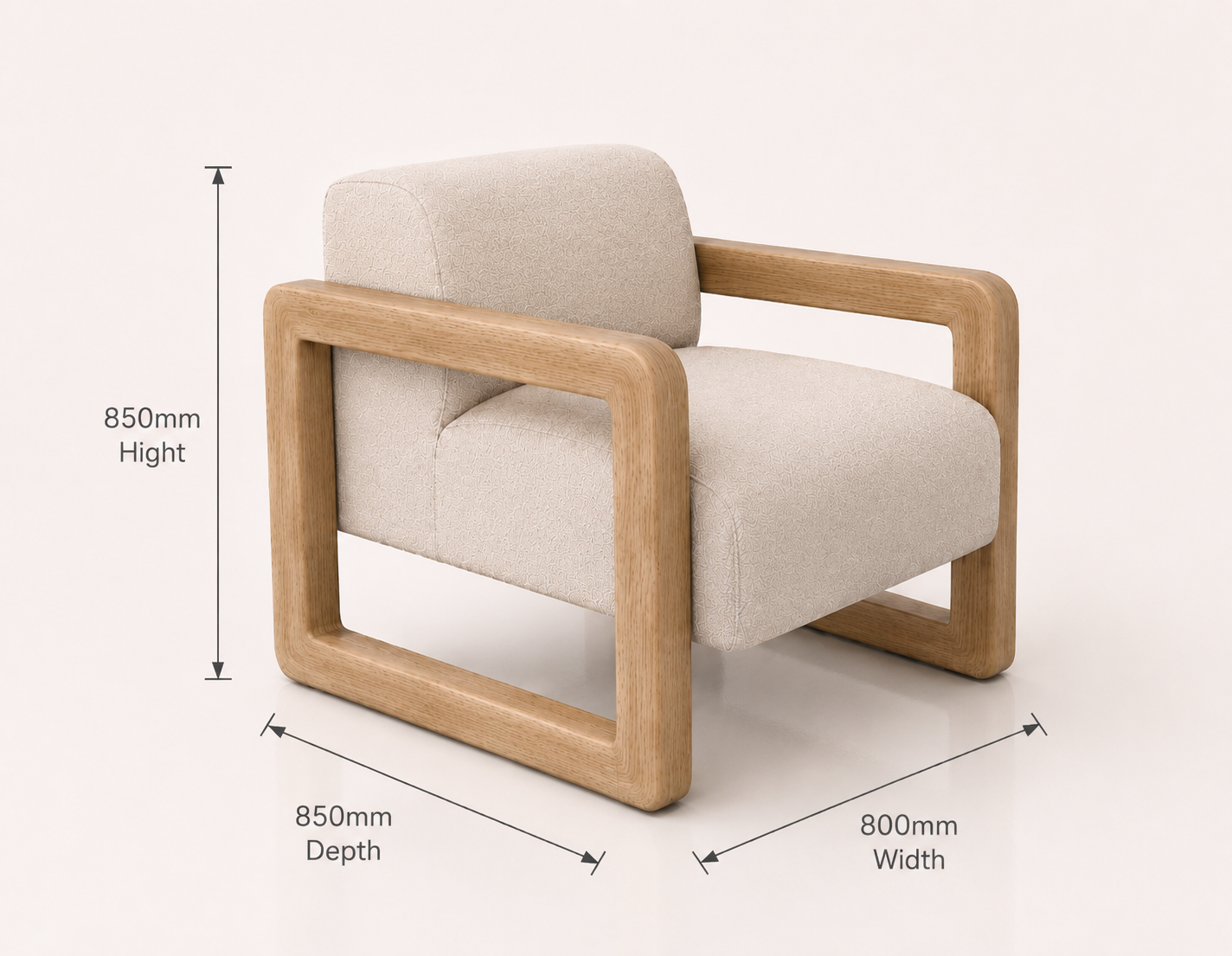 the ELMÉ occasional chair dimensions diagram