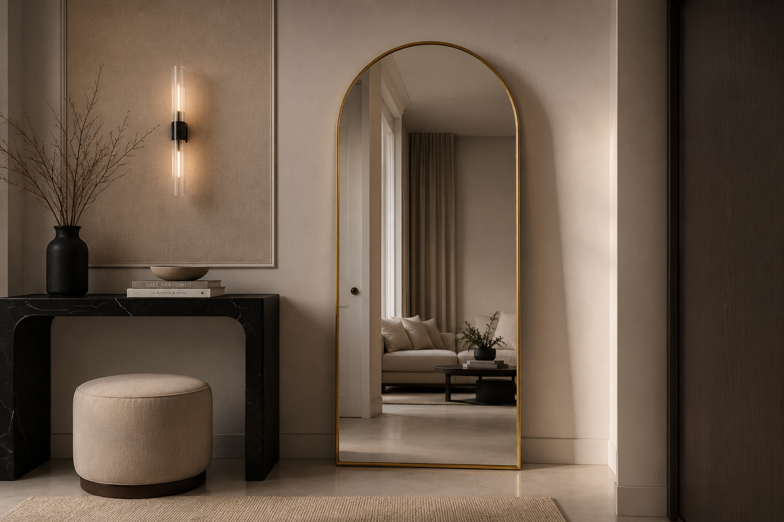 the ELMÉ mirror in a styled room setting