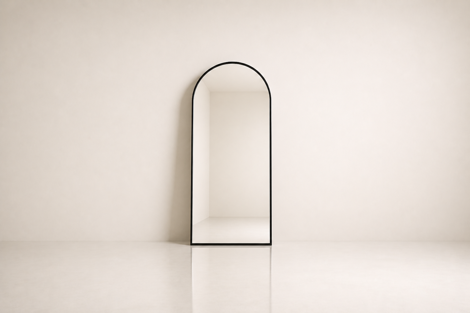the ELMÉ mirror in matt black powder-coated steel (MIDNIGHT)
