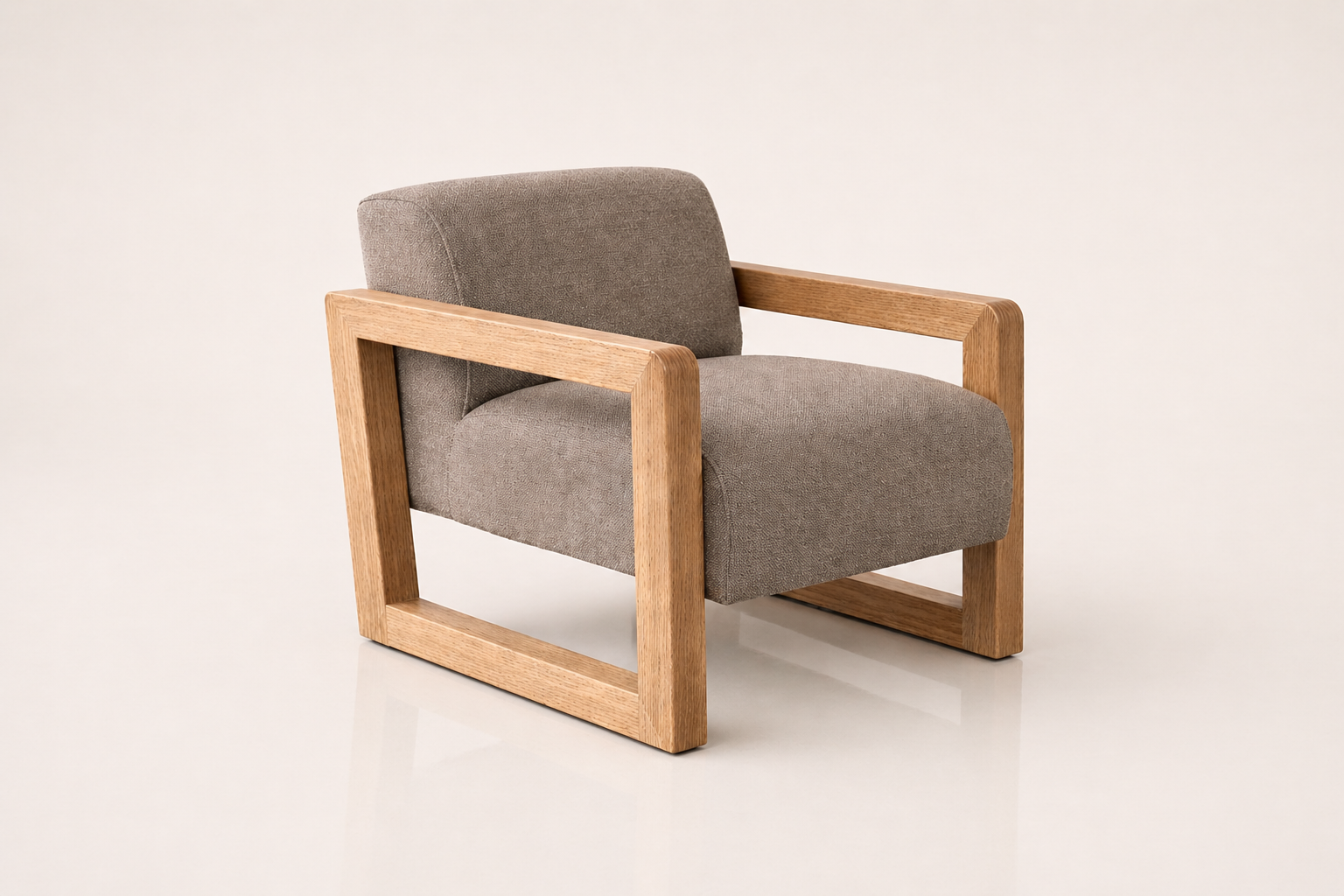 the ELMÉ occasional chair in warm darker cream fabric (MOON MIST)