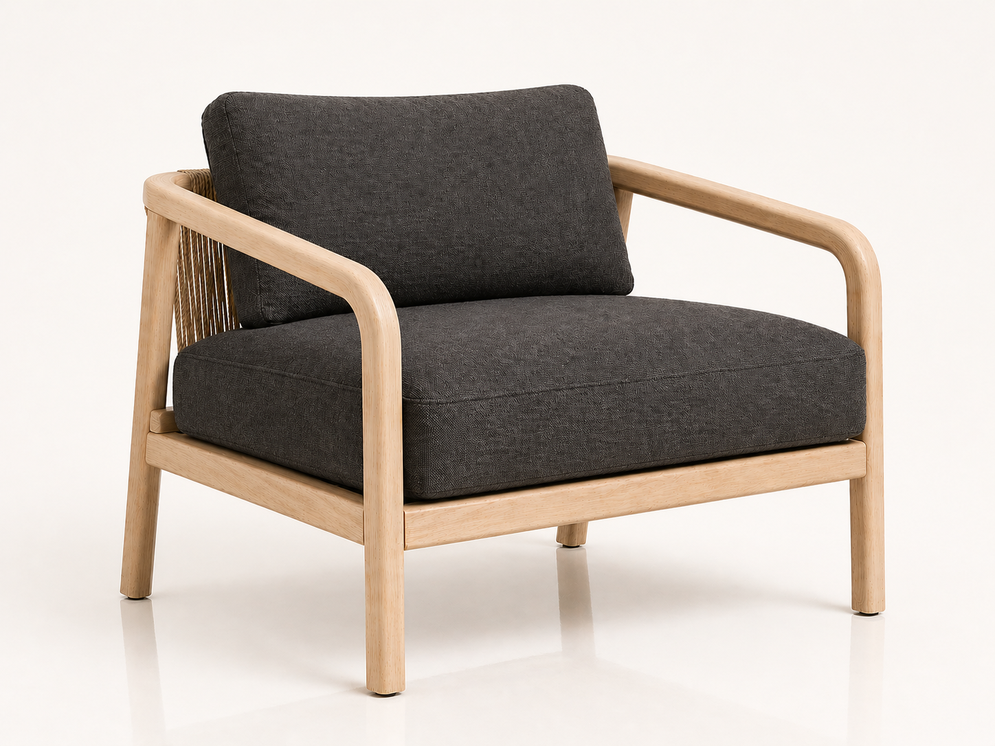 the ELMINE occasional chair in dark charcoal (BASALT NOIR)