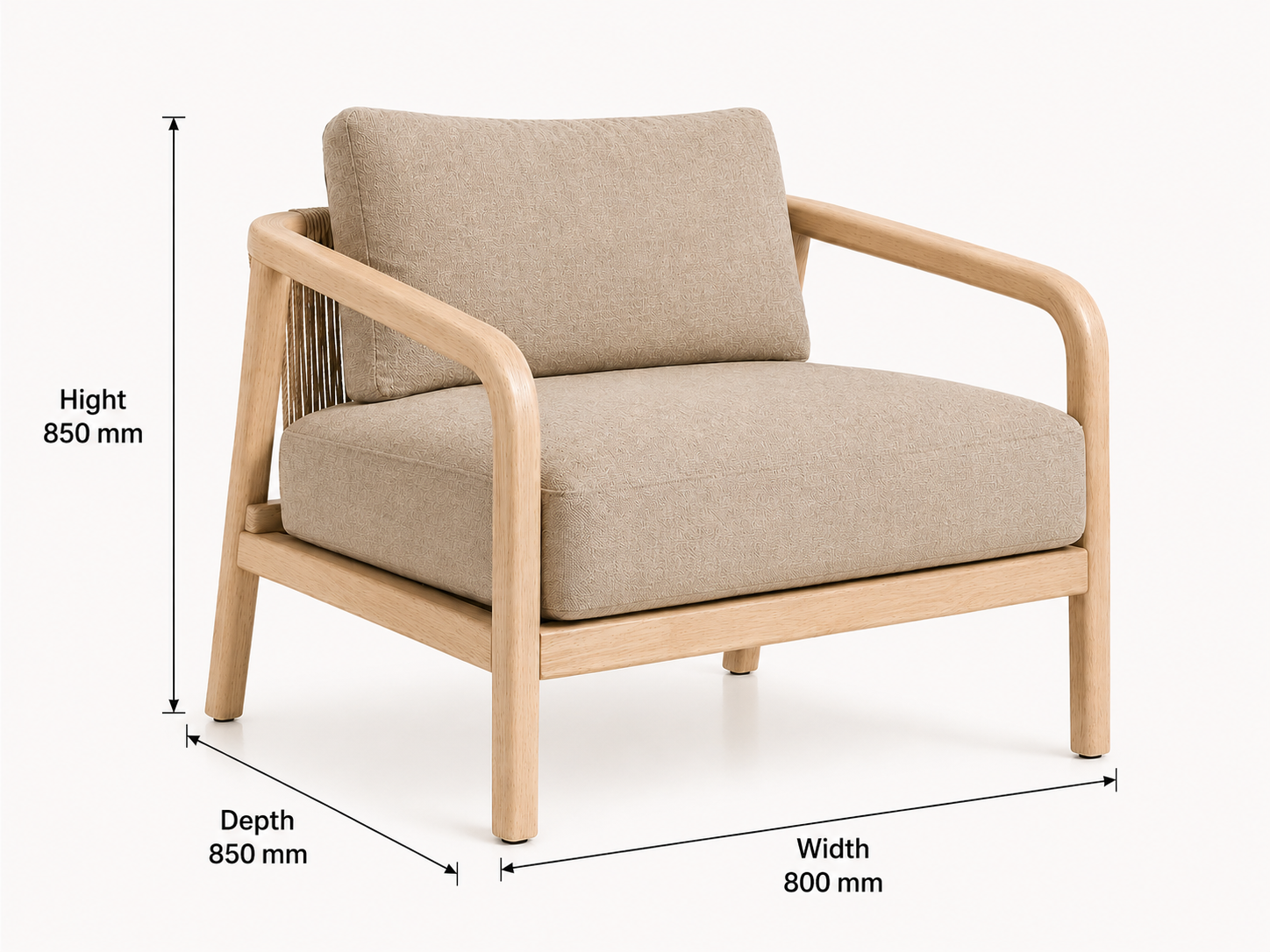the ELMINE occasional chair dimensions diagram