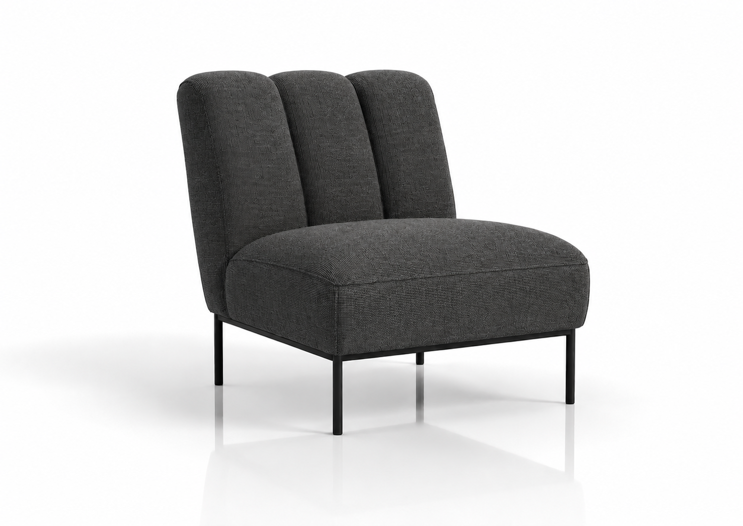 the JANA occasional chair in dark charcoal fabric (BASALT NOIR)