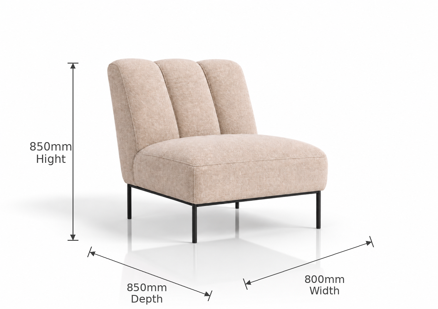 the JANA occasional chair dimensions diagram
