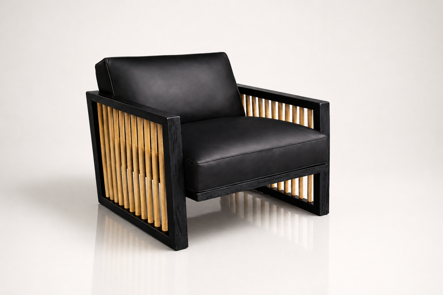 the JONATHAN occasional chair in black full-grain leather (BLACK RAIN)