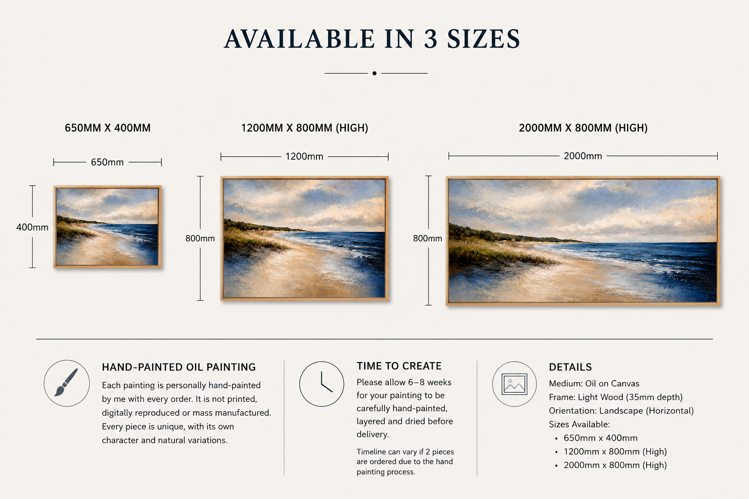 the JONATHAN art dimensions diagram