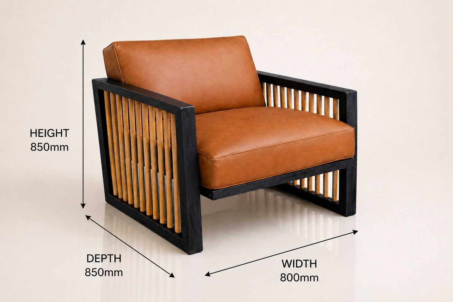 the JONATHAN occasional chair dimensions diagram