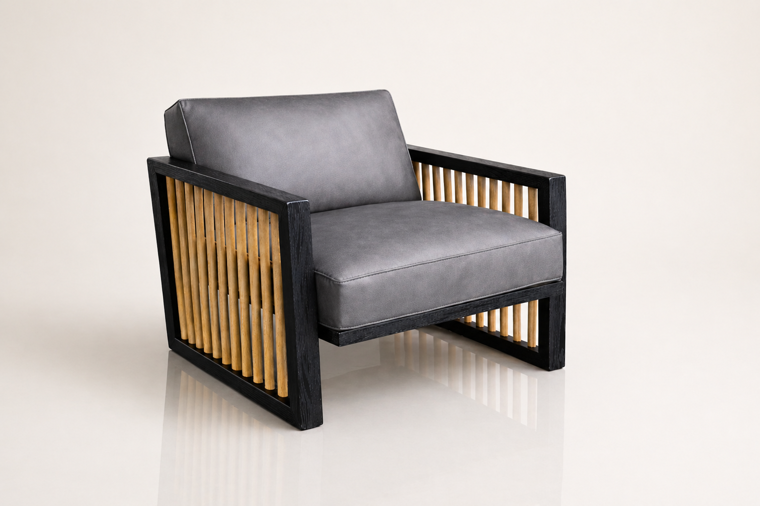 the JONATHAN occasional chair in grey full-grain leather (QUIET STORM)