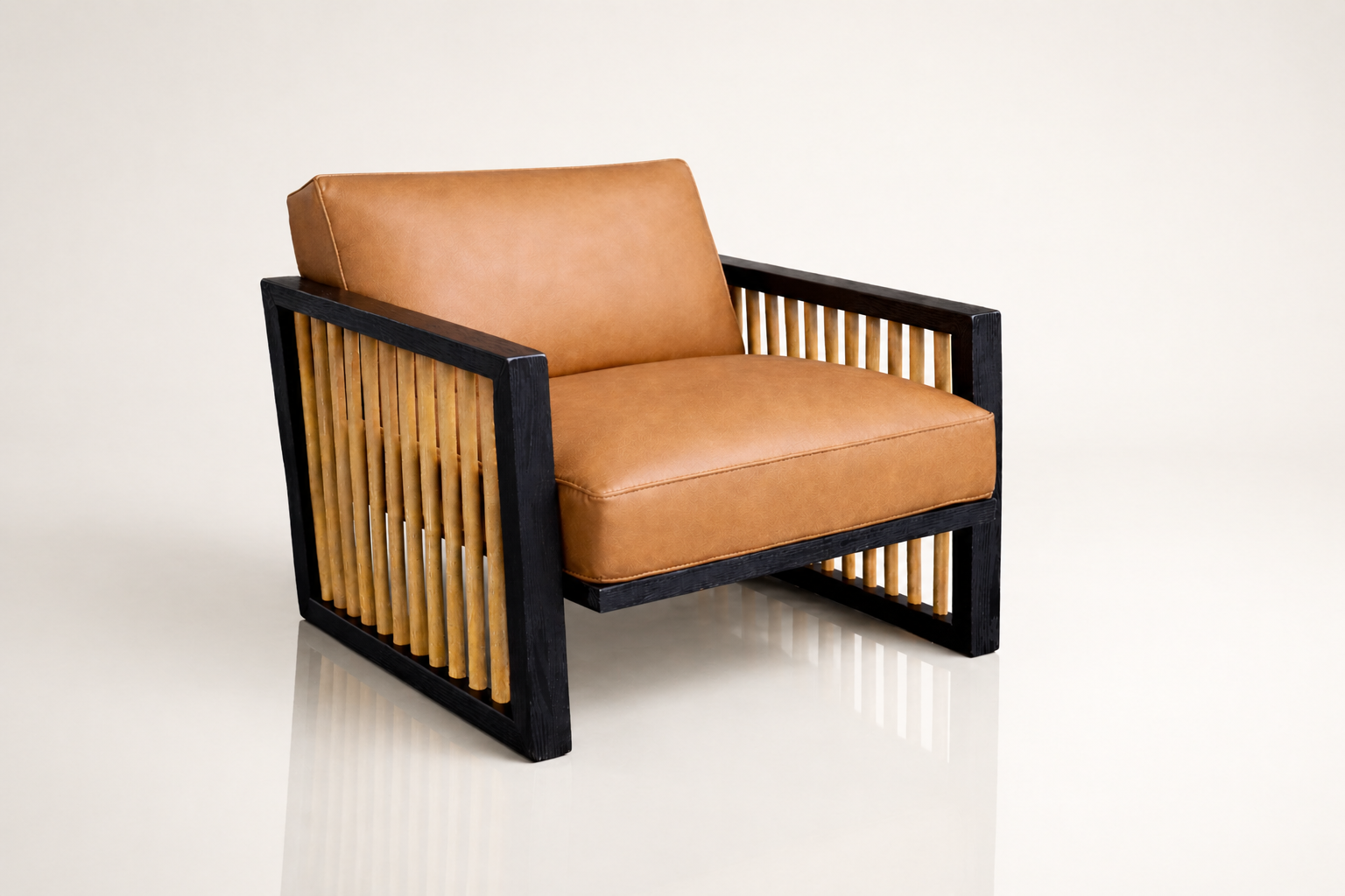 the JONATHAN occasional chair in soft caramel tan full-grain leather (SAVANNAH DREAM)