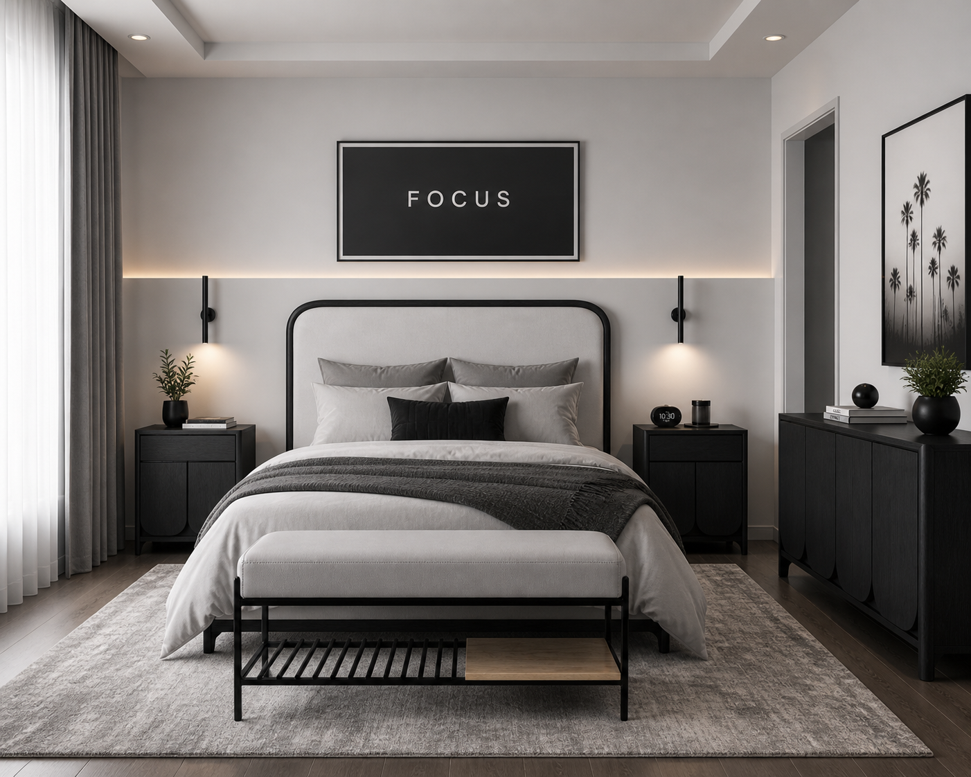 the KELLY headboard in a styled room setting