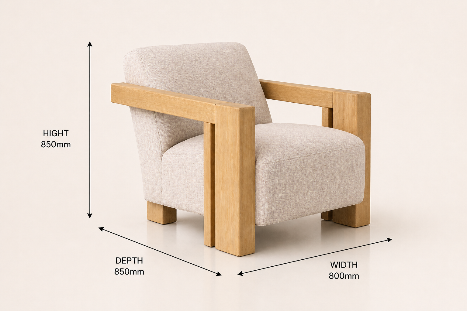 the LINDA occasional chair dimensions diagram