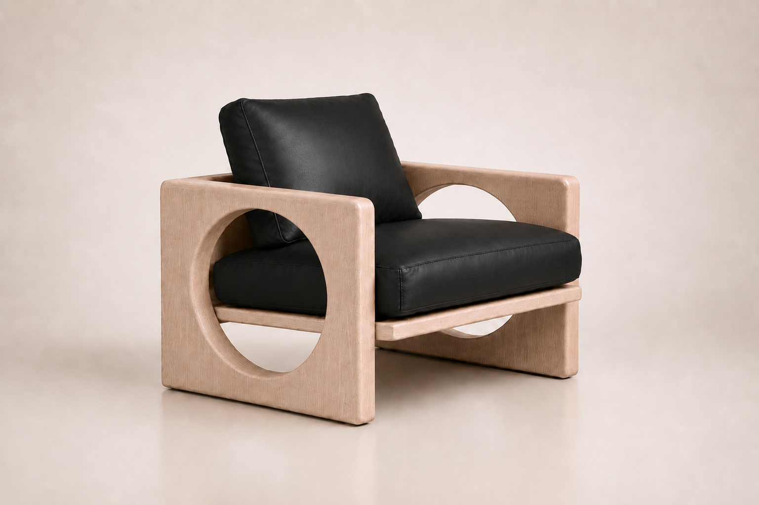 the MARIA occasional chair in black full-grain leather (BLACK RAIN)
