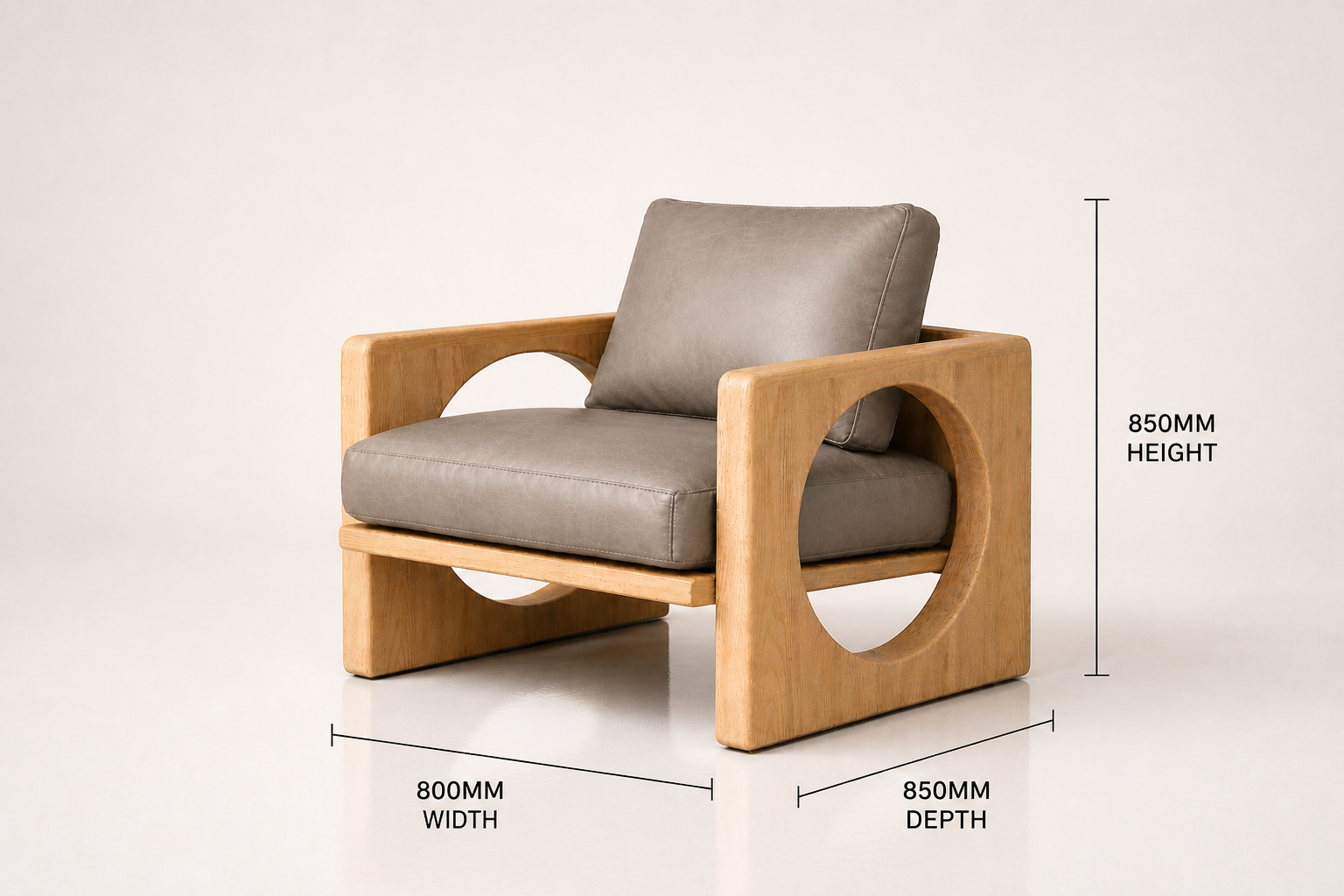 the MARIA occasional chair dimensions diagram