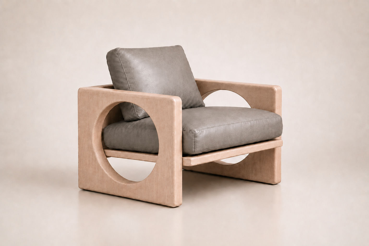the MARIA occasional chair in grey full-grain leather (QUIET STORM)