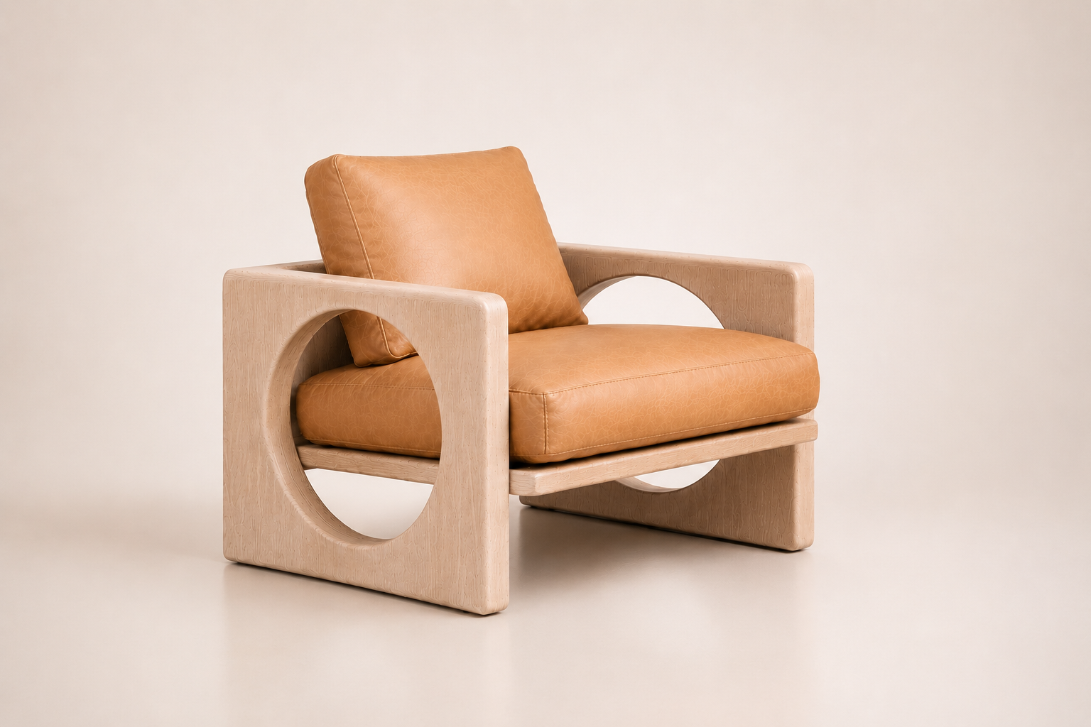 the MARIA occasional chair in soft caramel tan full-grain leather (SAVANNAH DREAM)