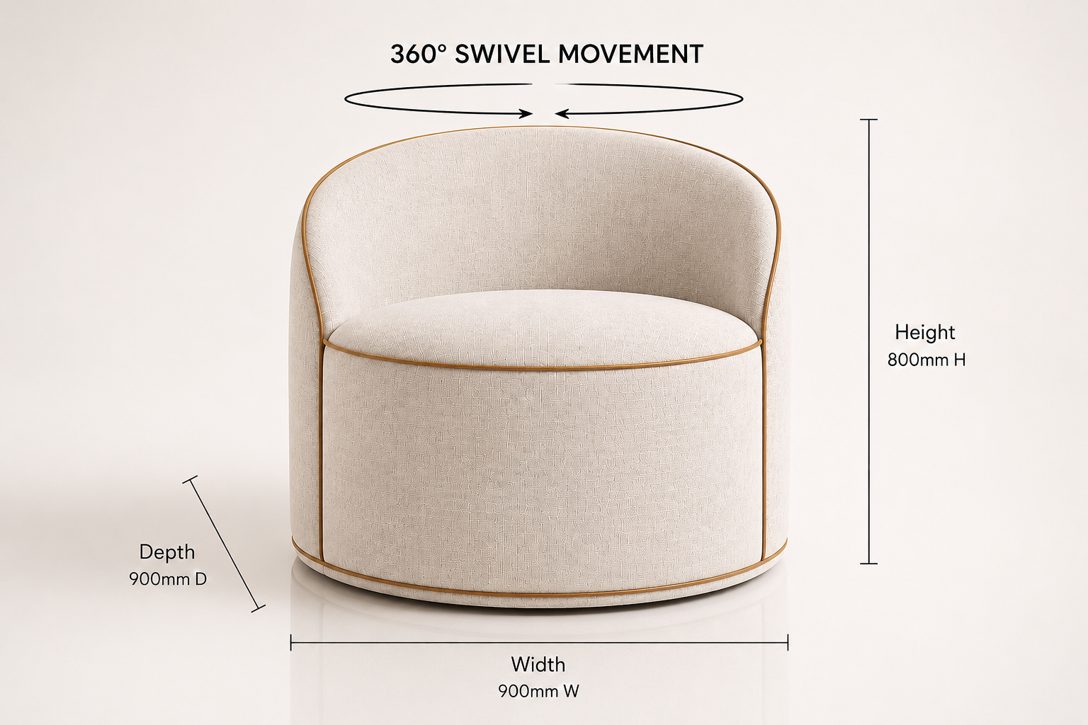 the MARILI occasional chair dimensions diagram