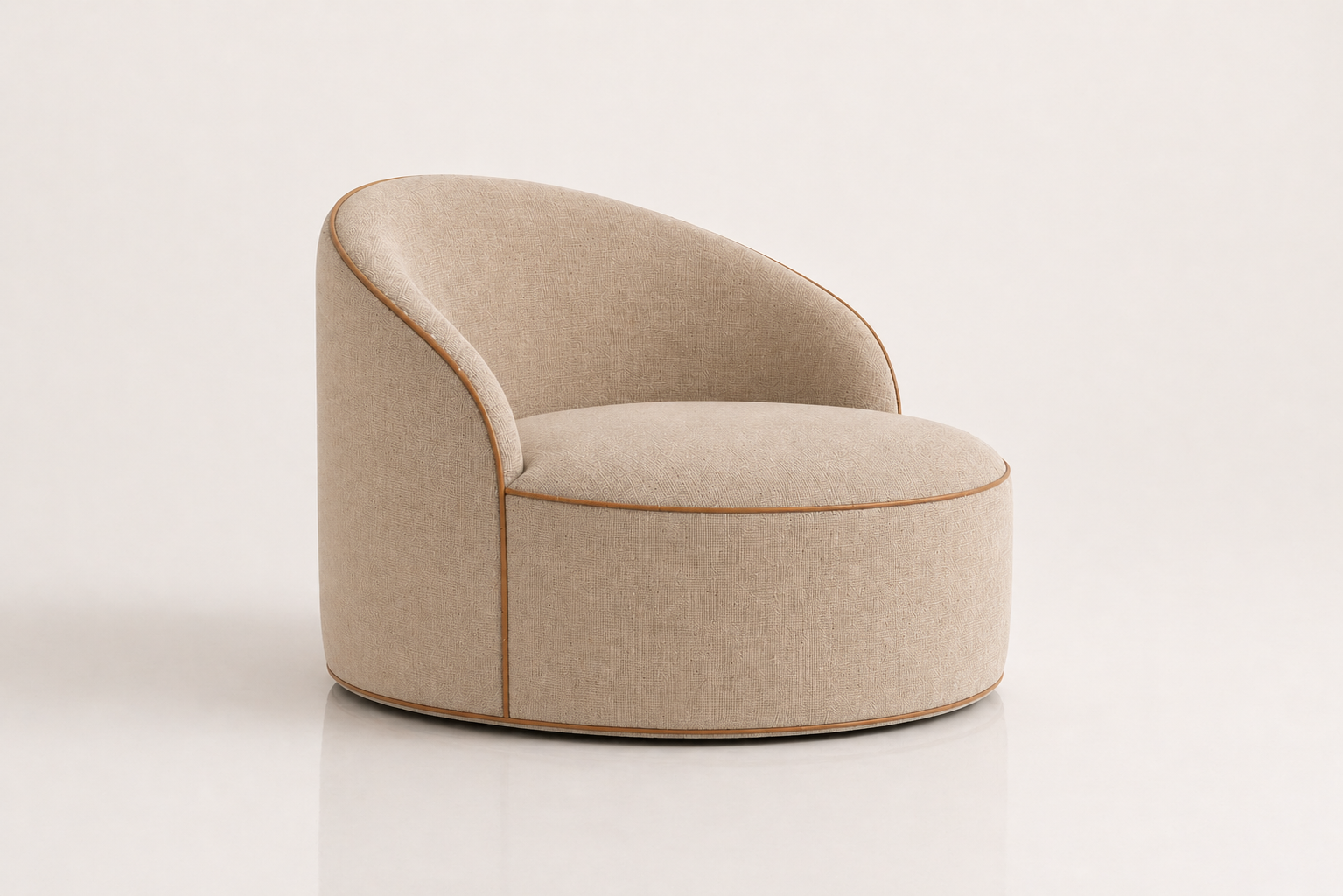 the MARILI occasional chair in warm darker cream fabric (MOON MIST)