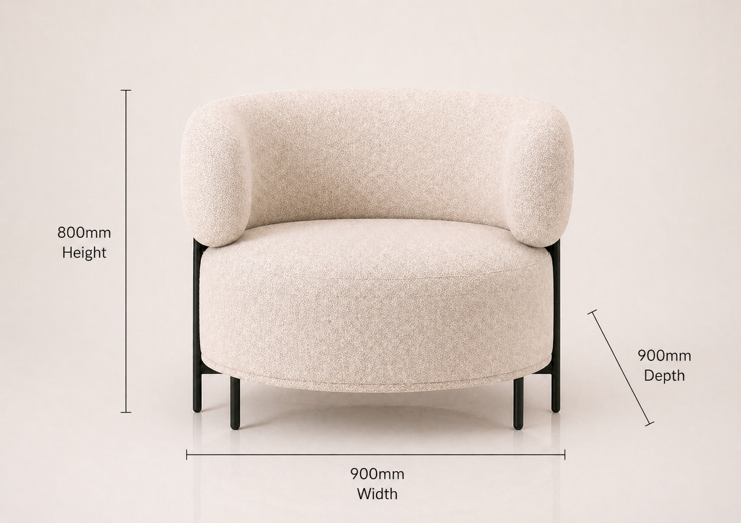 the MEGGAN occasional chair dimensions diagram