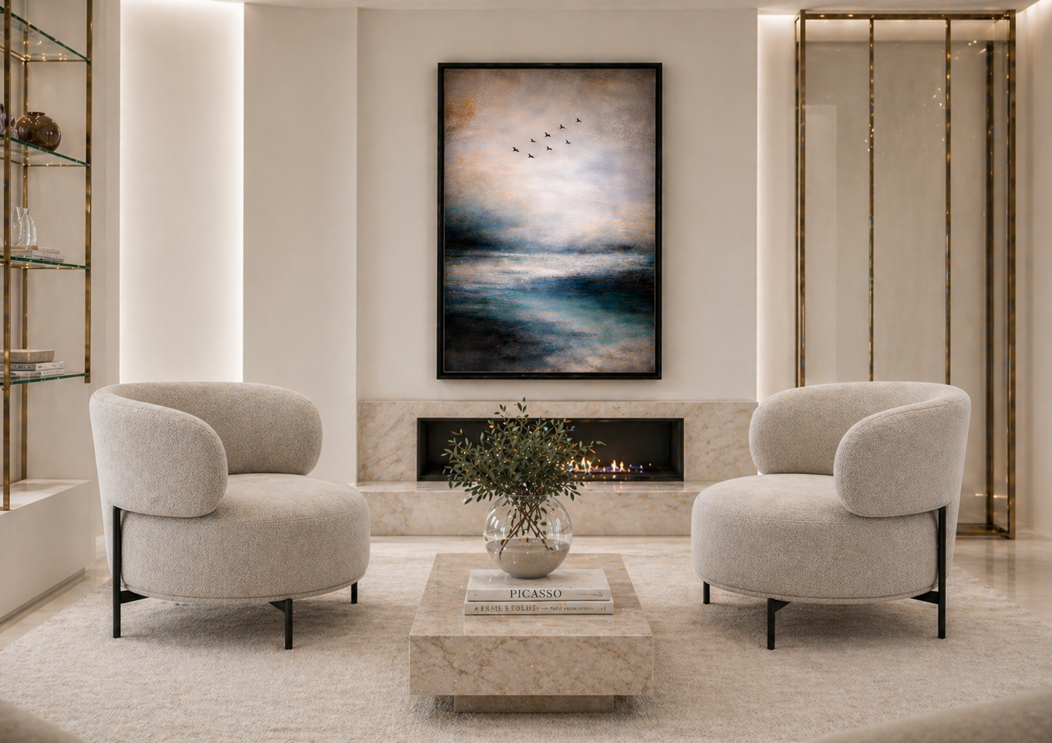 the MEGGAN occasional chair in a styled room setting