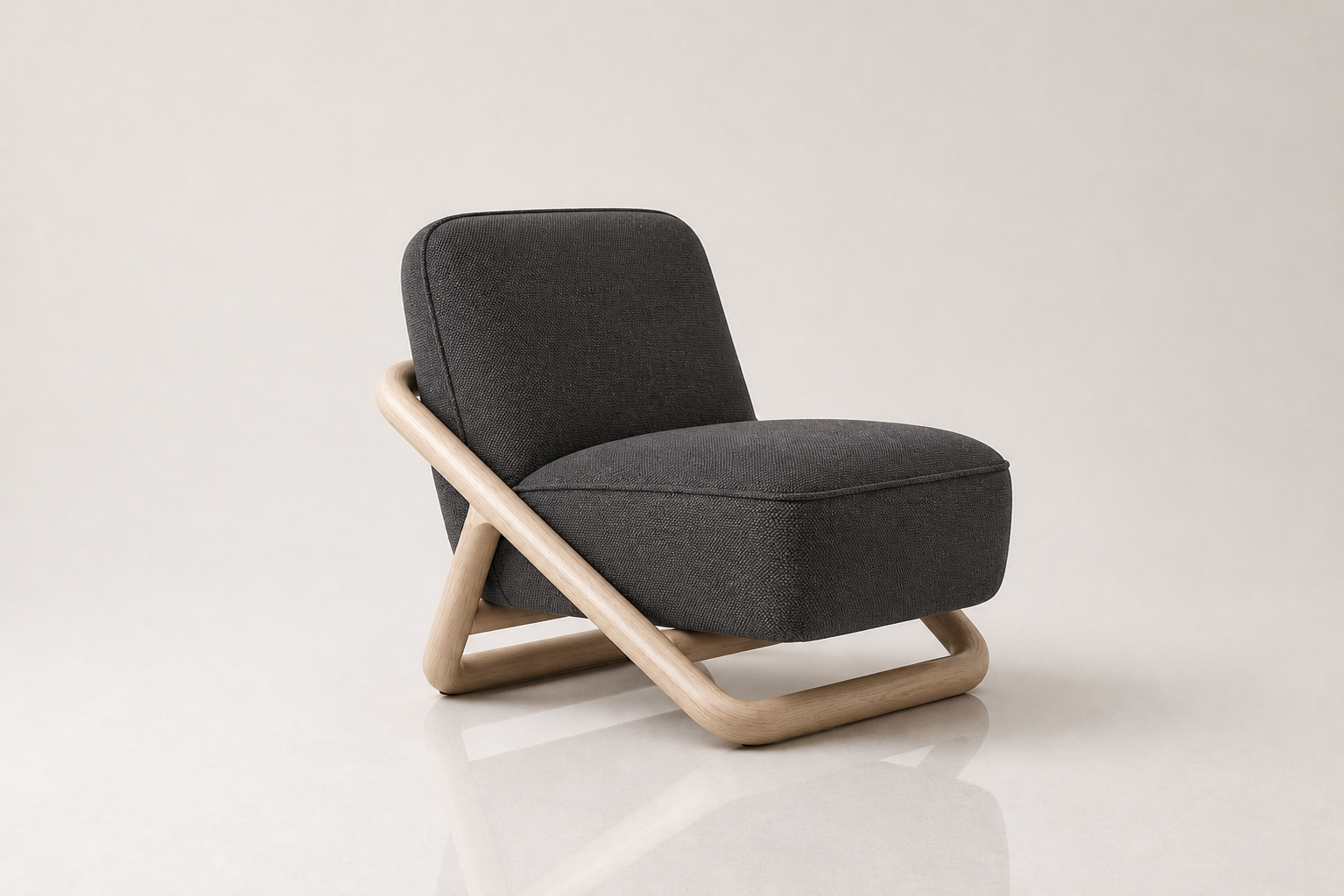 the MIEMIE occasional chair in dark charcoal fabric (BASALT NOIR)