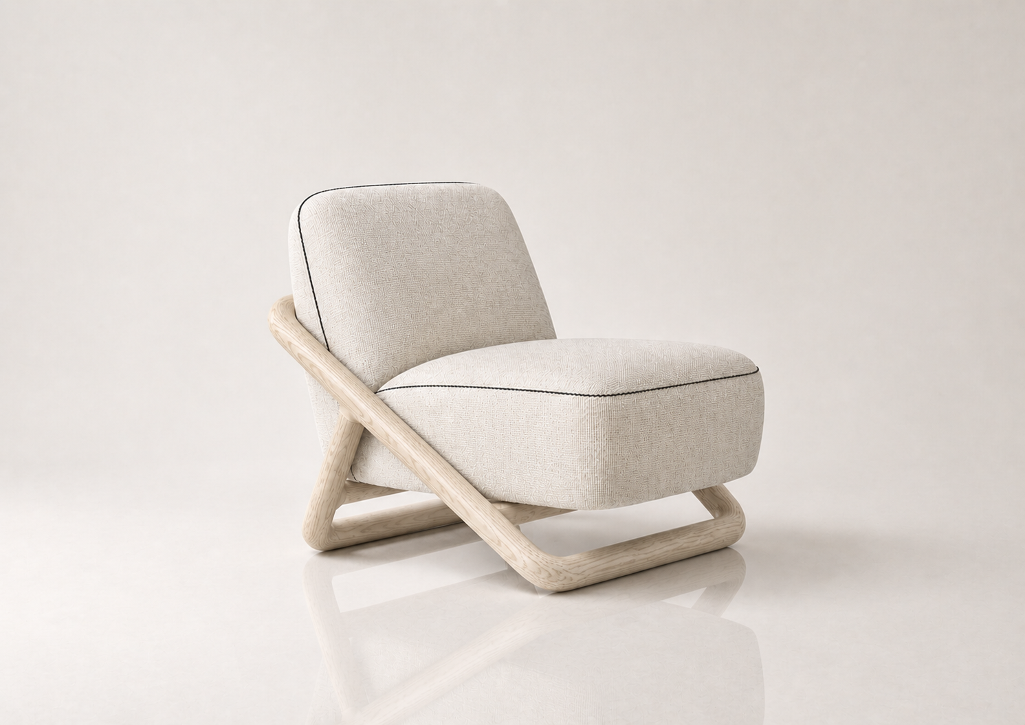the MIEMIE occasional chair in off-white cream fabric (CLOUD LINEN)
