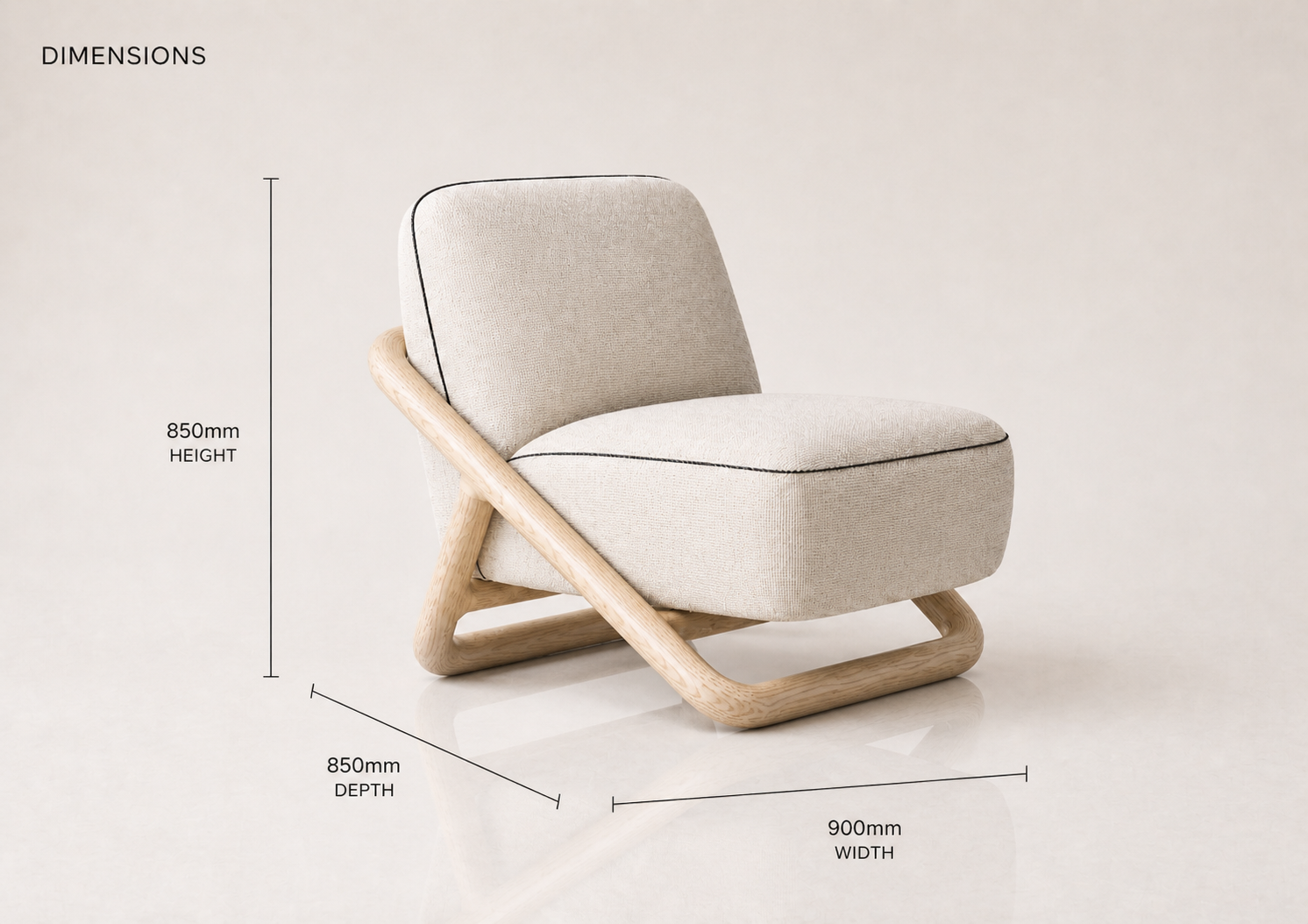 the MIEMIE occasional chair dimensions diagram