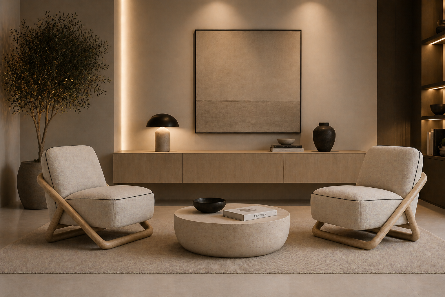 the MIEMIE occasional chair in a styled room setting