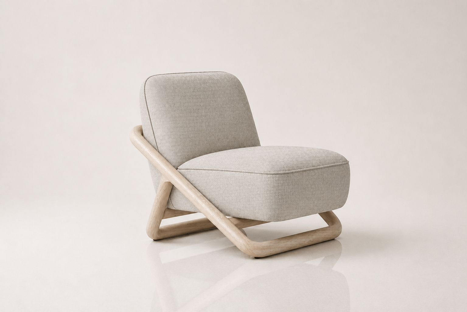 the MIEMIE occasional chair in warm darker cream fabric (MOON MIST)