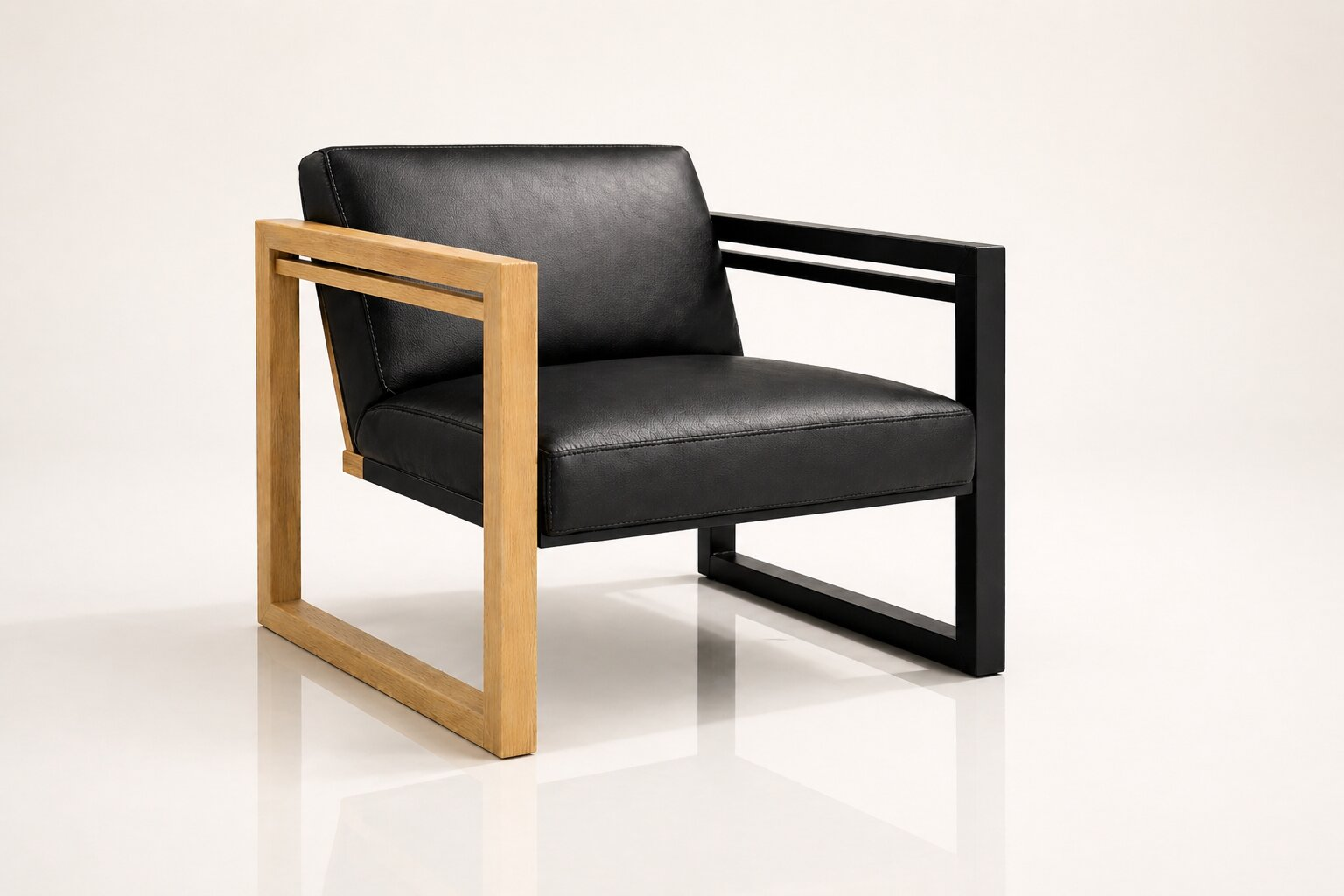the MJ occasional chair in black full-grain leather (BLACK RAIN)
