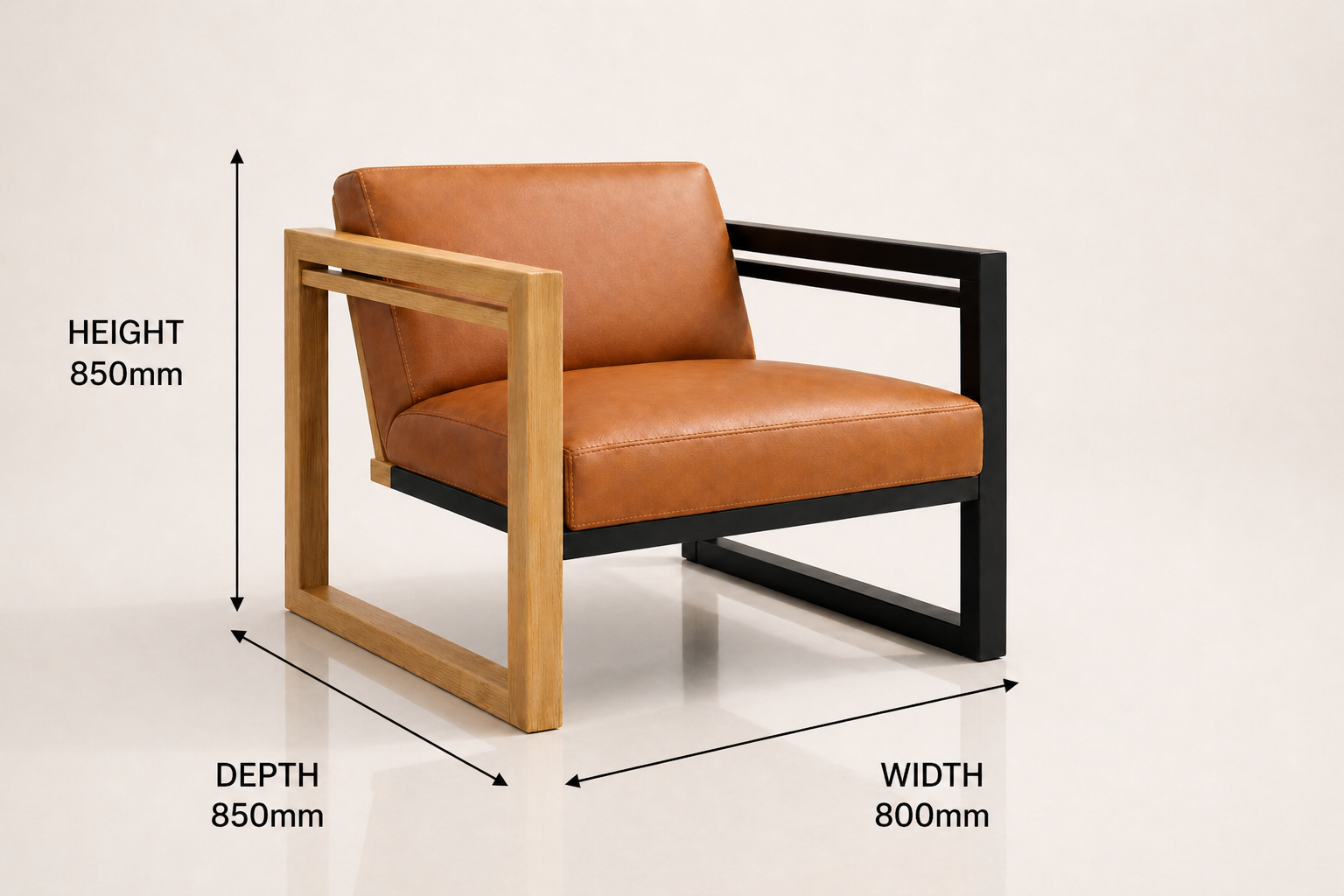 the MJ occasional chair dimensions diagram