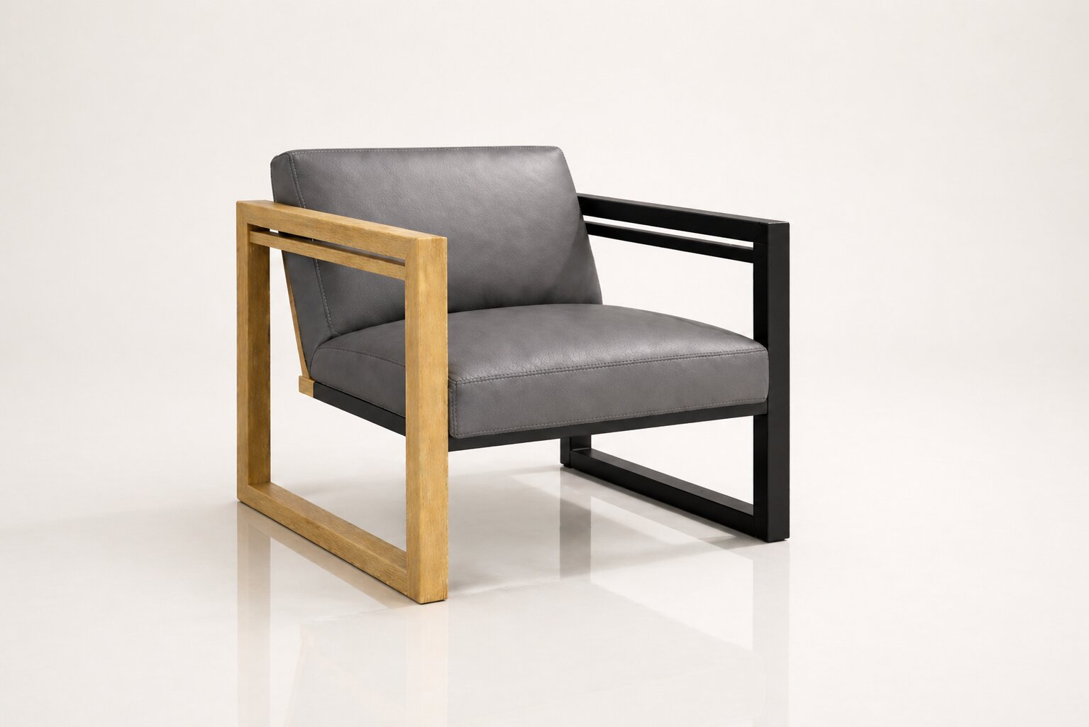 the MJ occasional chair in grey full-grain leather (QUIET STORM)